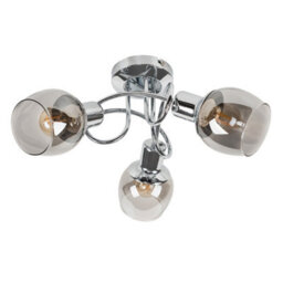 Valuelights Zarah Modern 3 Way Silver Chrome Swirl Arm Twist Design Ceiling Light With Smoked Glass Shades