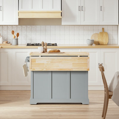 Sobuy Kitchen Trolley With 2 Drawers 4 Doors And Wheels 45.2X27.9X36.2 Inch Load Capacity 98 Kg Fkw71-Iii-Hg - Gray - image 1