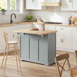 Sobuy Kitchen Trolley With 2 Drawers 4 Doors And Wheels 45.2X27.9X36.2 Inch Load Capacity 98 Kg Fkw71-Iii-Hg - Gray - thumbnail 7
