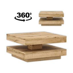 Heze Furniture Cotto Modern Coffee Table With Rotating Tabletop - Wotan Oak - thumbnail 3
