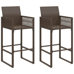 Berkfield Garden Bar Stools 2 Pcs Brown Poly Rattan - thumbnail 2