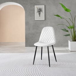 Furniturebox Uk Novara 100Cm Round Black Leg Dining Table & 2 White Corona Black Leg Chairs - thumbnail 7