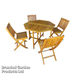 Garden Gear 4 Person Acacia Garden Dining Set, Folding Design - thumbnail 3