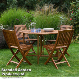 Garden Gear 4 Person Acacia Garden Dining Set, Folding Design - thumbnail 1