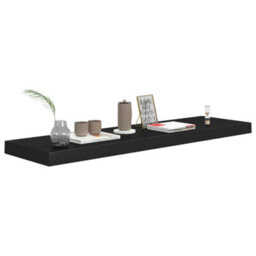 Berkfield Floating Wall Shelf Black 90X23.5X3.8 Cm Mdf - thumbnail 3