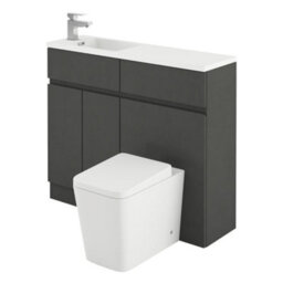 Plum&clay Delaware Charcoal Grey Bathroom Vanity Basin & Toilet Wc Unit Combination Bathroom Furniture (W)1000mm - thumbnail 3