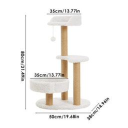 3 Tier Cat Tree Tower Plush Cat Bed Sisal Scratching Post Kitten Play Platform - thumbnail 2