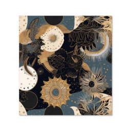 Warren Reed Designer Abstract Blue Gold Moon Sun Premium Glass Kitchen Splashback W700mm X H750mm - thumbnail 2