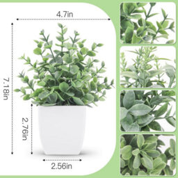 CLEFFNS 4 Pack 7In Mini Fake Plants, Artificial Plants For Bathroom Decor, Frosted Eucalyptus Look, Artificial Greenery For Desk Shelf - thumbnail 2