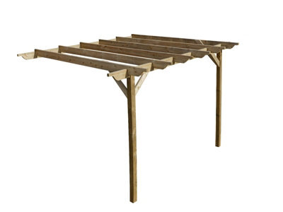 Arbor Garden Solutions Lean To Wooden Garden Pergola Kit - Sculpted Design Wall Mounted Gazebo, 3M X 3M (Natural Finish) - image 1
