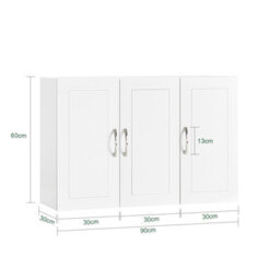 Sobuy Frg231-L-W, Bathroom Wall Cupboard Kitchen Wall Cabinet Bathroom Cabinet Mounted Storage Unit With And 3 Door,white - thumbnail 3