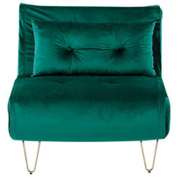 Beliani Single Sofa Bed Vestfold Velvet Dark Green - thumbnail 1