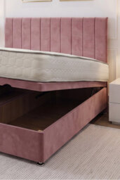 "Knight Sleep Paris Ottoman Bed Pink Plush 4Ft With Mattress & 24""headboard -Small Double" - thumbnail 2