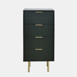 Ohs Ribbed Bedside Table Modern Bedroom 4 Draw Office Nightstand - Dark Forest Green - thumbnail 4
