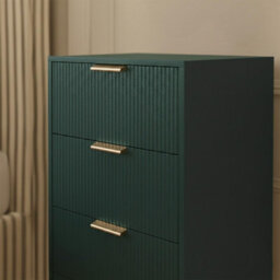 Ohs Ribbed Bedside Table Modern Bedroom 4 Draw Office Nightstand - Dark Forest Green - thumbnail 3