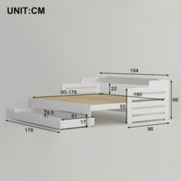 Abrihome Daybed, Trundle And Drawer, Single Guest Bed Sofa Bed, Pull Out Trundle And Storage Drawer For Living Room And Bedroom, 90 X190 Cm - thumbnail 5