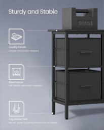 Songmics Corner Computer Desk, Home Office L-Shaped Desk With Adjustable Storage Shelf, 2 Drawers And Monitor Stand, Ebony Black - thumbnail 6