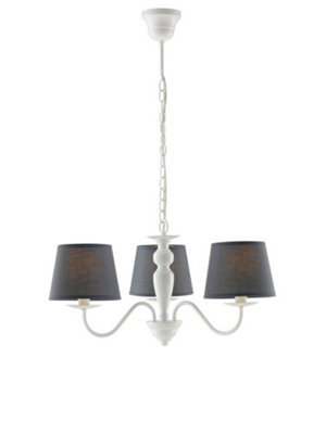 Luminosa Lighting Luminosa Favola 3 Light Chandeliers With Shades White, Fabric 56X30Cm