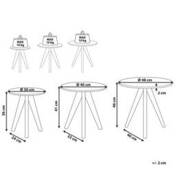 Beliani Nest Of 3 Tables - Grey Mdf Tops, Beech Tripod Legs, Matt Finish - thumbnail 3