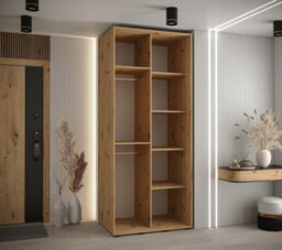 Arte Sapporo Ii - Oak Artisan Mirrored Sliding Door Wardrobe - Compact Storage For Modern Living (H)2050mm (W)1000mm (D)600mm - thumbnail 5