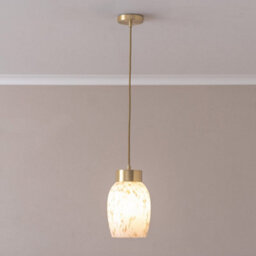 Valuelights India Confetti Glass Shade Brushed Gold Capped Ceiling Pendant Light With Bulb