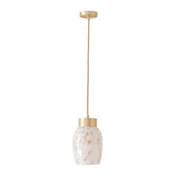 Valuelights India Confetti Glass Shade Brushed Gold Capped Ceiling Pendant Light With Bulb - thumbnail 2