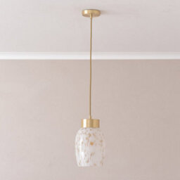 Valuelights India Confetti Glass Shade Brushed Gold Capped Ceiling Pendant Light With Bulb - thumbnail 3