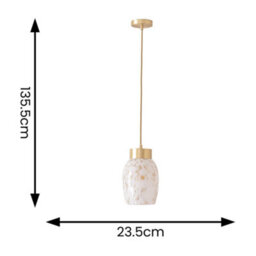Valuelights India Confetti Glass Shade Brushed Gold Capped Ceiling Pendant Light With Bulb - thumbnail 4
