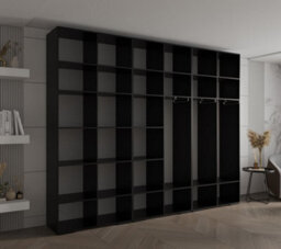 Arte Stylish Black Inova 4 Hinged Door Wardrobe W3000mm H2370mm D470mm - Modern Storage With Gold Round Handles - thumbnail 5