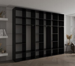 Arte Stylish Black Inova 4 Hinged Door Wardrobe W3000mm H2370mm D470mm - Modern Storage With Gold Round Handles - thumbnail 7