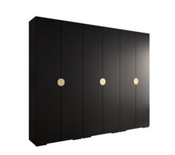 Arte Stylish Black Inova 4 Hinged Door Wardrobe W3000mm H2370mm D470mm - Modern Storage With Gold Round Handles - thumbnail 1