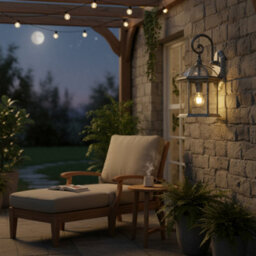 Litecraft Fitz Brushed Silver Large Outdoor Lantern Wall Light - thumbnail 1