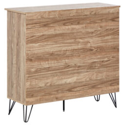 Wyld And Coco Elegant Home Wine Cabinet With Built-In Rack, Light Brown Matt Particleboard - thumbnail 6