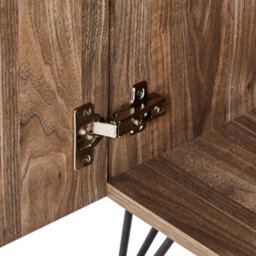 Wyld And Coco Elegant Home Wine Cabinet With Built-In Rack, Light Brown Matt Particleboard - thumbnail 8