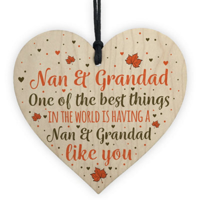 Red Ocean Nan Grandad Gifts Hanging Wooden Heart Sign Birthday Christmas Xmas Grandparent Gifts - image 1