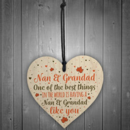 Red Ocean Nan Grandad Gifts Hanging Wooden Heart Sign Birthday Christmas Xmas Grandparent Gifts - thumbnail 2
