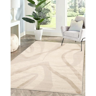 Melrose Ava Abstract Wave Design Cream Beige Large Indoor Area Rug 160/230Cm - image 1