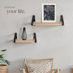 Tectake Wall Shelves - Set Of 3, Decorative Metal Brackets, High Load-Capacity, 3 Widths Included  - Industrial Wood Light, Oak Sonoma - thumbnail 8