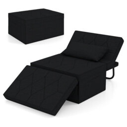 Gainoom 4-In-1 Convertible Sofa Bed Black Folding Ottoman Sleeper Couch Lounger - thumbnail 2