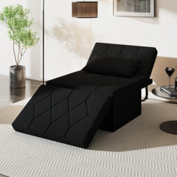 Gainoom 4-In-1 Convertible Sofa Bed Black Folding Ottoman Sleeper Couch Lounger - thumbnail 3