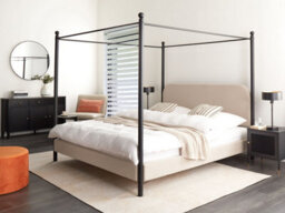 Beliani Four Poster Bed Boucle Dannemois 180 X 200 Cm (Eu Super King) Taupe - thumbnail 2