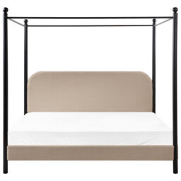 Beliani Four Poster Bed Boucle Dannemois 180 X 200 Cm (Eu Super King) Taupe - thumbnail 5