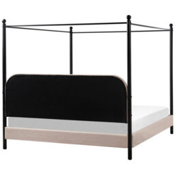 Beliani Four Poster Bed Boucle Dannemois 180 X 200 Cm (Eu Super King) Taupe - thumbnail 6