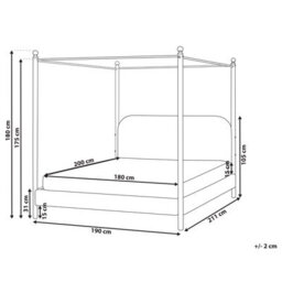 Beliani Four Poster Bed Boucle Dannemois 180 X 200 Cm (Eu Super King) Taupe - thumbnail 3