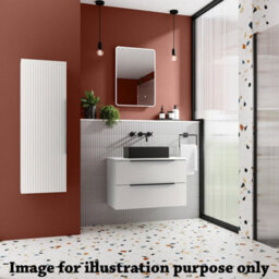 Hudson Reed Fluted Wall Hung 2-Drawer Vanity Unit & Black Laminate Worktop, Counter Top Vanity Unit In Satin White, 800mm - thumbnail 2