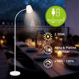 Briloner Battery Powered White Dimmable Standing Floor Lamp 126,5Cm - thumbnail 2