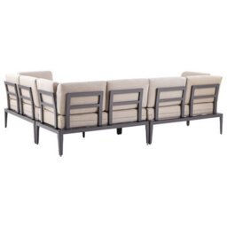 Beliani Garden Corner Sofa With Table 6 Seater Rima Iii Left Hand Modular Metal Beige - thumbnail 8