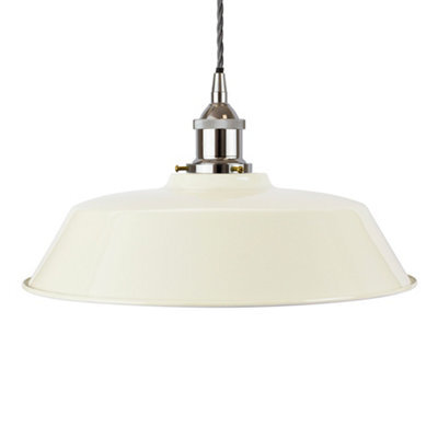 Clay White Chancery Painted Dome Pendant Light With Nickel Lamp Holder And Grey Twisted Cable - Se Home - image 1