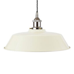 Clay White Chancery Painted Dome Pendant Light With Nickel Lamp Holder And Grey Twisted Cable - Se Home - thumbnail 1