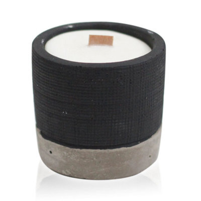 Serenityy Concrete Wooden Wick Candle - Black Brandy Butter 300G - Reusable Concrete Pot - image 1